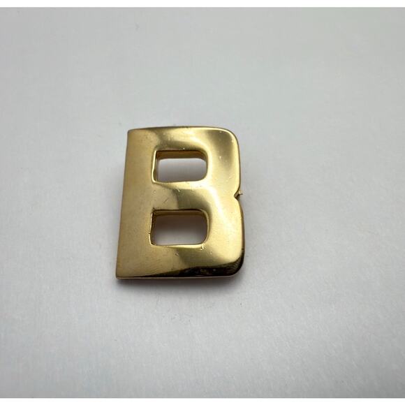 Vintage 80s Heavy Gold Tone Initial Letter B Brooch Pin Minimalist Modern - Picture 2 of 8